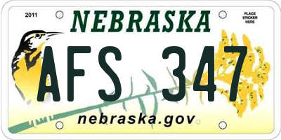 NE license plate AFS347