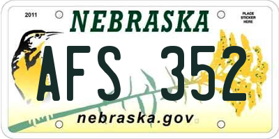 NE license plate AFS352