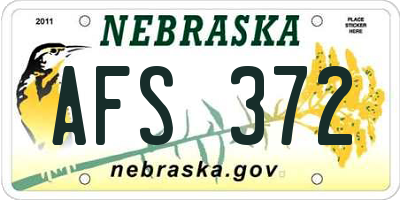 NE license plate AFS372