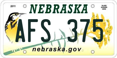 NE license plate AFS375