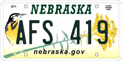 NE license plate AFS419
