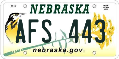 NE license plate AFS443