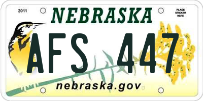 NE license plate AFS447