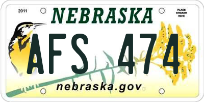 NE license plate AFS474
