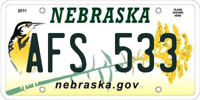 NE license plate AFS533