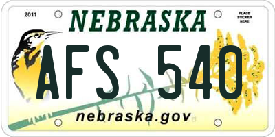 NE license plate AFS540
