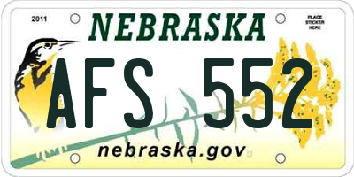 NE license plate AFS552