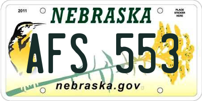 NE license plate AFS553