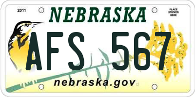 NE license plate AFS567