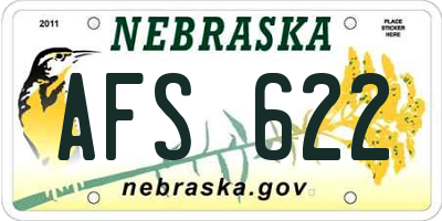 NE license plate AFS622