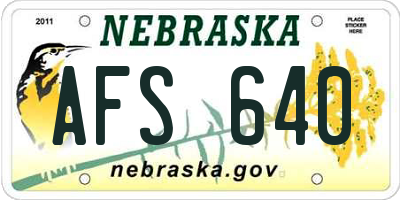 NE license plate AFS640