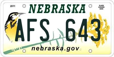 NE license plate AFS643