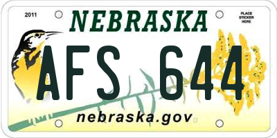 NE license plate AFS644