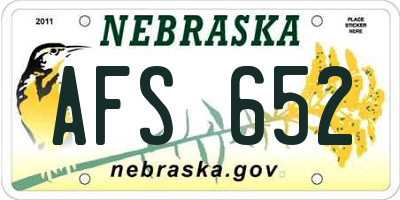 NE license plate AFS652