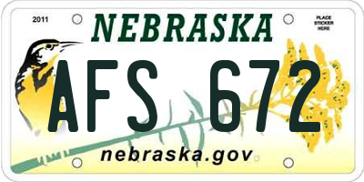NE license plate AFS672