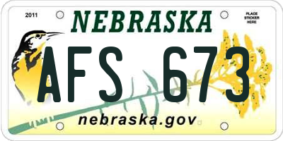 NE license plate AFS673