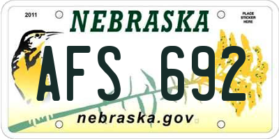 NE license plate AFS692