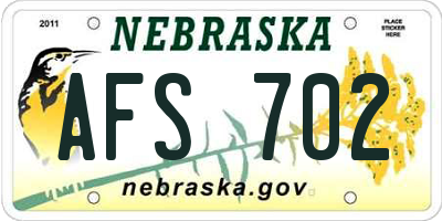 NE license plate AFS702