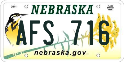 NE license plate AFS716
