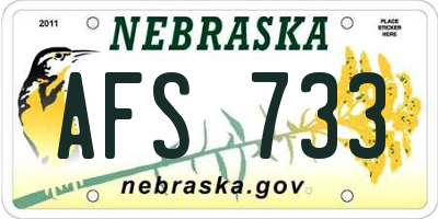 NE license plate AFS733