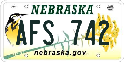 NE license plate AFS742