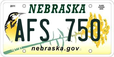 NE license plate AFS750