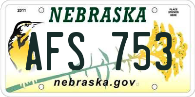 NE license plate AFS753