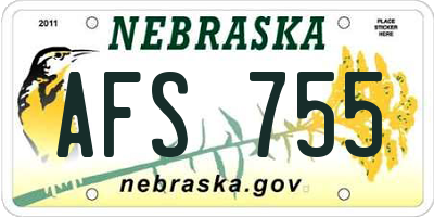 NE license plate AFS755