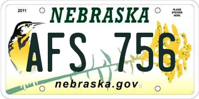 NE license plate AFS756