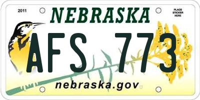 NE license plate AFS773