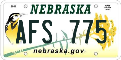 NE license plate AFS775