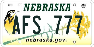NE license plate AFS777