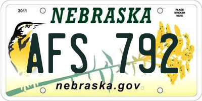 NE license plate AFS792