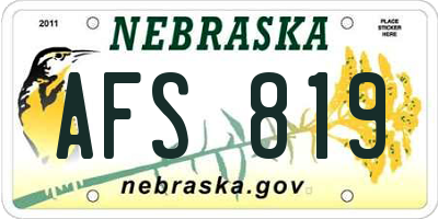 NE license plate AFS819