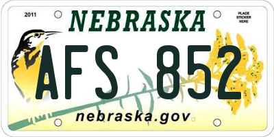 NE license plate AFS852