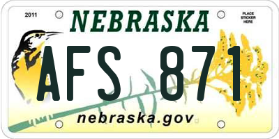 NE license plate AFS871