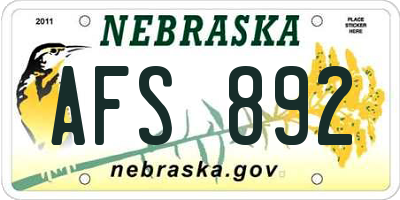 NE license plate AFS892