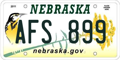 NE license plate AFS899
