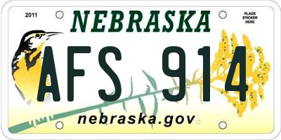 NE license plate AFS914