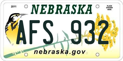 NE license plate AFS932