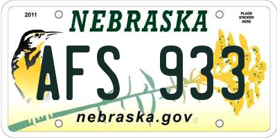 NE license plate AFS933