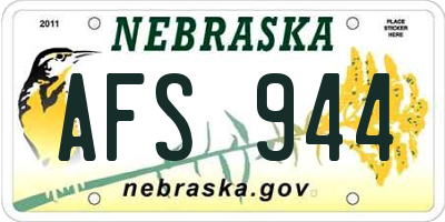 NE license plate AFS944