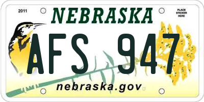NE license plate AFS947