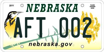 NE license plate AFT002