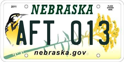 NE license plate AFT013