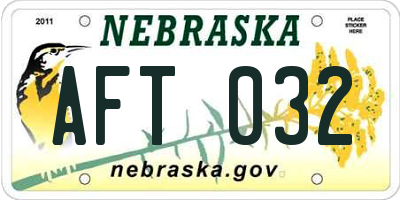 NE license plate AFT032