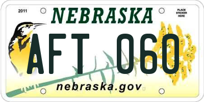 NE license plate AFT060