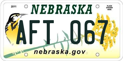 NE license plate AFT067