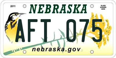 NE license plate AFT075