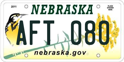 NE license plate AFT080
